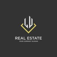 LW initial monogram logo for real estate with polygon style vector