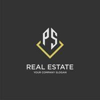 PS initial monogram logo for real estate with polygon style vector