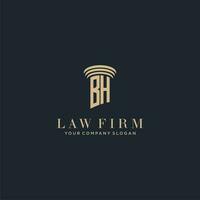 BH initial monogram lawfirm logo with pillar design vector