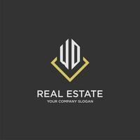 WO initial monogram logo for real estate with polygon style vector