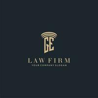 GE initial monogram lawfirm logo with pillar design vector