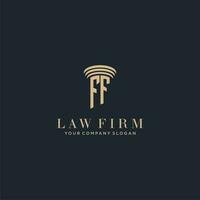 FF initial monogram lawfirm logo with pillar design vector