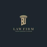 BU initial monogram lawfirm logo with pillar design vector