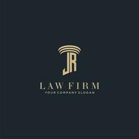 JR initial monogram lawfirm logo with pillar design vector