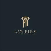 PM initial monogram lawfirm logo with pillar design vector