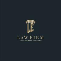 LE initial monogram lawfirm logo with pillar design vector