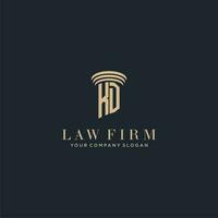 KD initial monogram lawfirm logo with pillar design vector