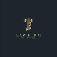 jz inicial monograma bufete de abogados logo con pilar diseño vector