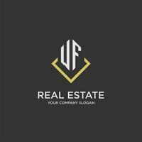 WF initial monogram logo for real estate with polygon style vector