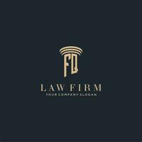 FQ initial monogram lawfirm logo with pillar design vector