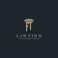 FT initial monogram lawfirm logo with pillar design vector