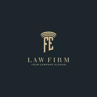 FE initial monogram lawfirm logo with pillar design vector