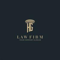 HG initial monogram lawfirm logo with pillar design vector