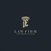 DE initial monogram lawfirm logo with pillar design vector