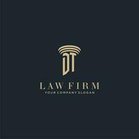 DT initial monogram lawfirm logo with pillar design vector