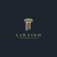 MT initial monogram lawfirm logo with pillar design vector