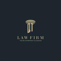 QT initial monogram lawfirm logo with pillar design vector