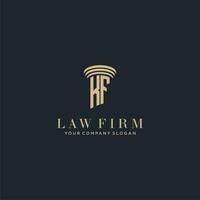 KF initial monogram lawfirm logo with pillar design vector