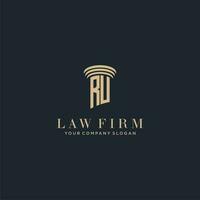 RU initial monogram lawfirm logo with pillar design vector