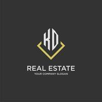 KD initial monogram logo for real estate with polygon style vector