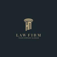 hm inicial monograma bufete de abogados logo con pilar diseño vector
