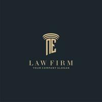 NE initial monogram lawfirm logo with pillar design vector