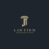 jm inicial monograma bufete de abogados logo con pilar diseño vector
