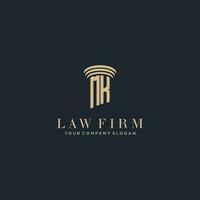 MK initial monogram lawfirm logo with pillar design vector