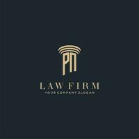 PN initial monogram lawfirm logo with pillar design vector