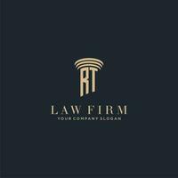 RT initial monogram lawfirm logo with pillar design vector