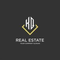 KQ initial monogram logo for real estate with polygon style vector