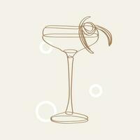 Continuous one line drawing of summer cocktail drinks. Bar and restaurant concept minimalist, vector illustration.