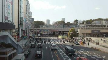 Tokyo, Japan - March 18 , 2023  Pedestrians crowded crossing at Ameyoko Shopping Street in Tokyo , Japan. video