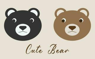 Cute Bear Face vector illustration - Confused cute looking teddy bear head vector