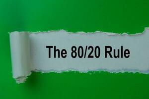 The 80 20 Rule Text written in torn paper. photo