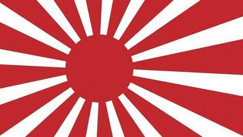 imperial japonés Armada bandera, creciente Dom bandera, imperio de Japón bandera con dieciséis rayos en un rojo circulo y hilado desde centro. animación de sin costura bucle 4k uhd video