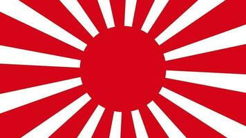 imperial japonés Ejército bandera, creciente Dom bandera, imperio de Japón bandera con dieciséis rayos en un rojo circulo y hilado desde centro. 4k uhd video