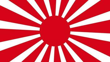 imperiale giapponese esercito bandiera, crescente sole bandiera, impero di Giappone bandiera con 16 raggi su un' rosso cerchio e Filatura a partire dal centro. 4k uhm. video