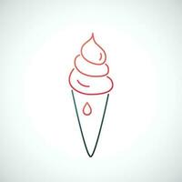 Ice Cream line icon isolated on white background. Minimalist emblem of Sweet ice cream in a cone. vector