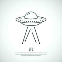 UFO icon in line style isolated on white background. vector