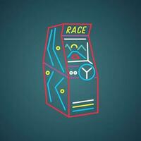 Retro arcade game machine icon. Bright emblem. vector