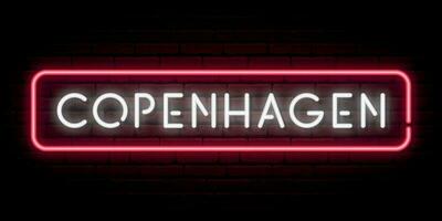 Copenhagen neon sign. Bright light signboard. vector