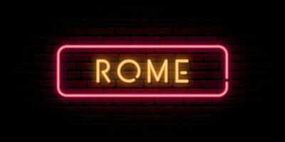Rome, Italy neon sign. Glowing signboard. vector