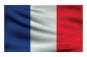 Realistic National flag of France. Current state flag made of fabric. vector