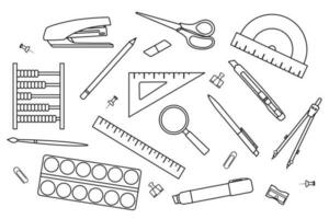 linear icon vector stationery, school and office supplies, back to school, doodle and sketch