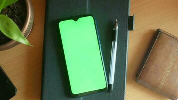 smart telefon med grön skärm med penna video