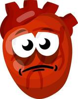 Heart. Human internal organ. Medicine and cardiology. Sick character and sad illness mascot. Cartoon flat illustration. vector