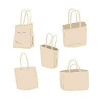 Canvas Tote bag. Cloth eco shopper. Flat cartoon illustration. Reusable Bag for Groceries vector