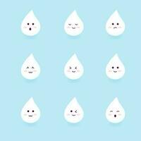 Cute happy smiling milk drop  set collection vector