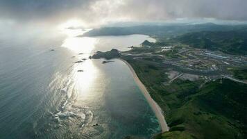 Aerial view of full track view of the mandalika circuit. The international mandalika circuit in Indonesia. Lombok, Indonesia, March 22, 2022 photo